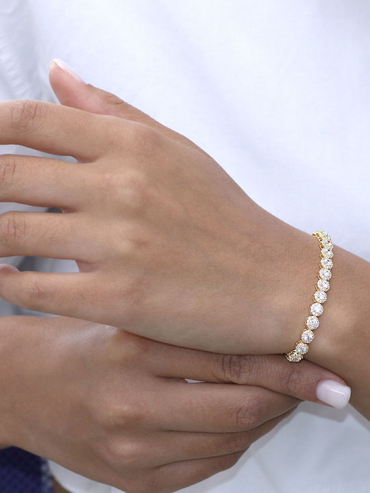 Bracelet Rosette made of Silver Gold Plated with Zircon