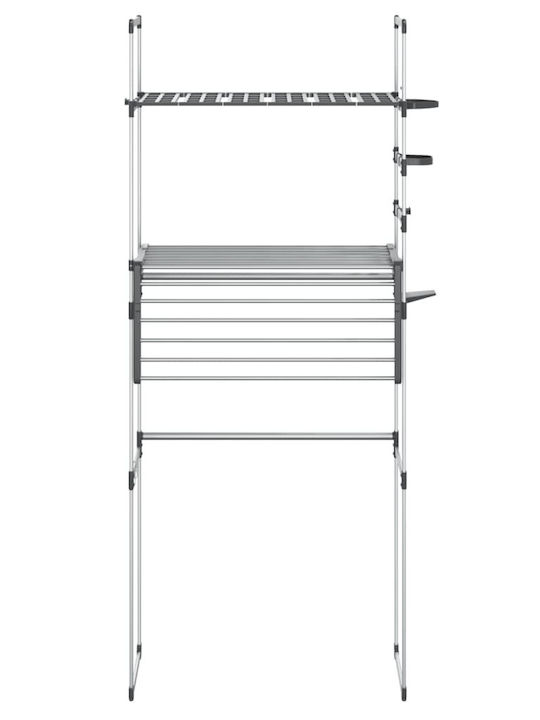 vidaXL Boden Badezimmerregal Metallisch mit 2 Regalböden 77x52x192cm Silber