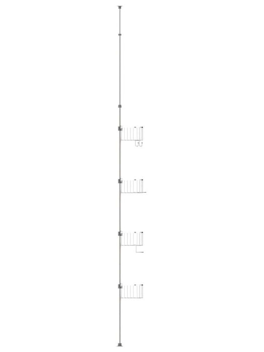 Eisl Colț Montat pe perete Raft de Baie Metalic cu 4 Rafturi 26.5x23.1x245cm