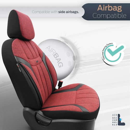 Otom Set Huse Auto 11buc Piele sintetica Universal Roșu