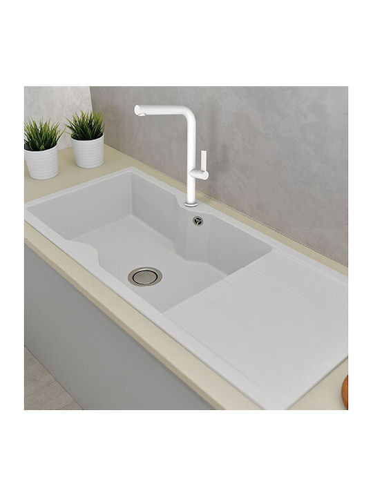 Crown Quadra Q16 6716-110 Drop-In Spüle aus Verbundgranulat B116xT50cm Bianco Ice