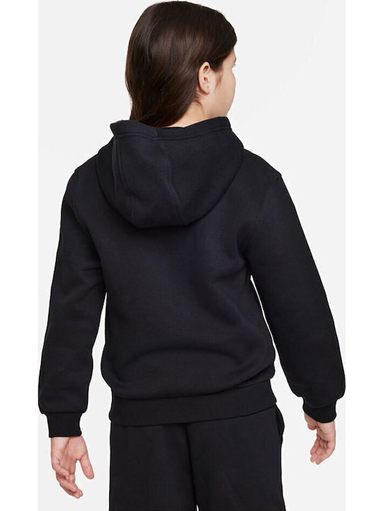 Athletic Kids Sweatshirt Cardigan Cotton with Hood Black Sportswear Club