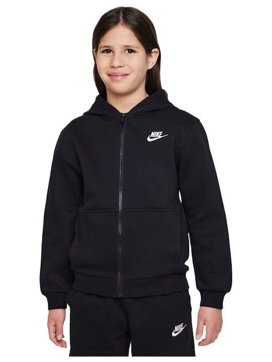 Athletic Kids Sweatshirt Cardigan Cotton with Hood Black Sportswear Club