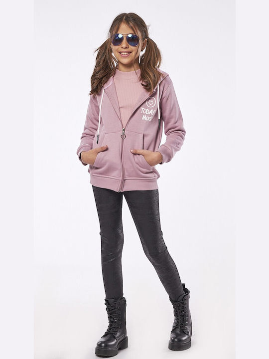 Kids Cardigan Sweatshirt Knitted with Hood Lilac
