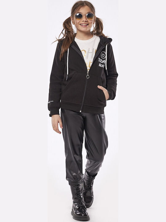 Kids Sweatshirt Cardigan Cotton with Hood Black