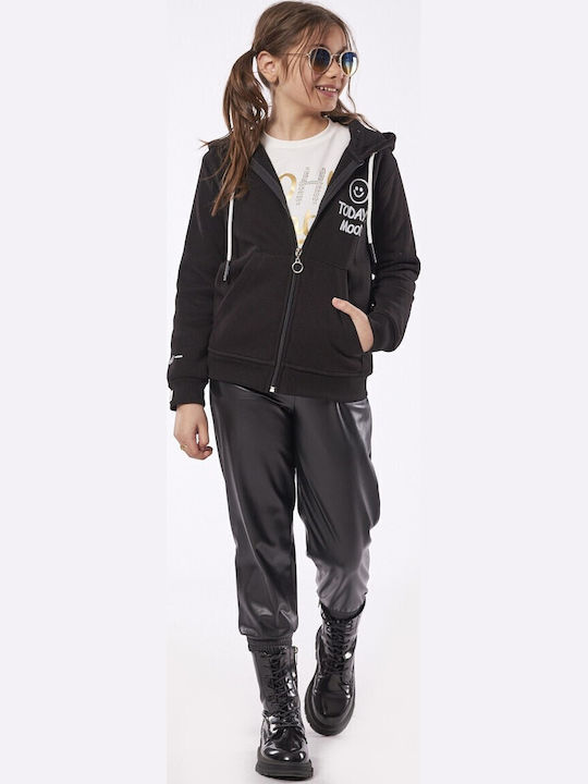 Kids Sweatshirt Cardigan Cotton with Hood Black