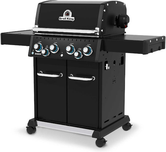 Broil King Baron 490 Gasgrill Gusseisen Rost 65.2cmx44.4cmcm mit 4 cm 12.4kW und Seitenbrenner