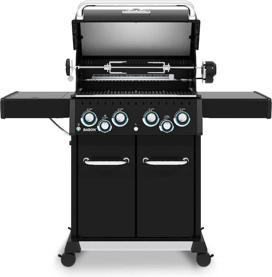 Broil King Baron 490 Gasgrill Gusseisen Rost 65.2cmx44.4cmcm mit 4 cm 12.4kW und Seitenbrenner