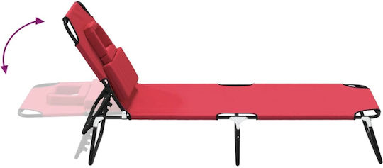 vidaXL Foldable Steel Beach Sunbed Red 189x56x83cm
