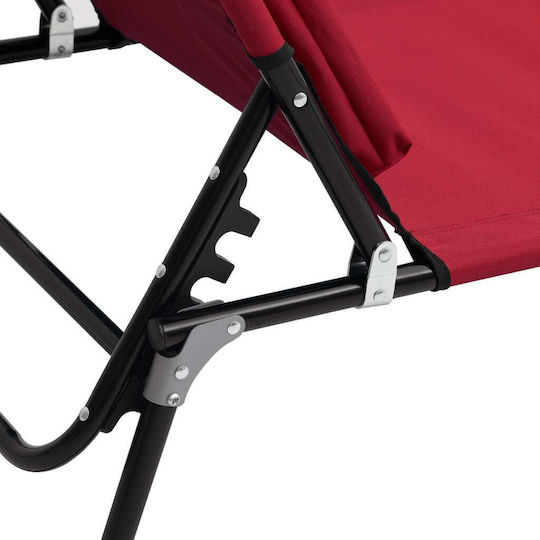 vidaXL Foldable Steel Beach Sunbed Red 189x56x83cm