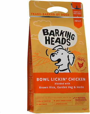 Barking Heads Bowl Lickin' Chicken 2kg Dry Food Grain Free for Adult Dogs with Brown rice and Chicken