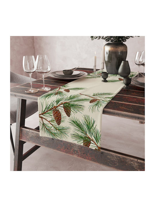 Vassiliadis Bros Christmas Tablecloth Runner Fabric White L140xW47cm.
