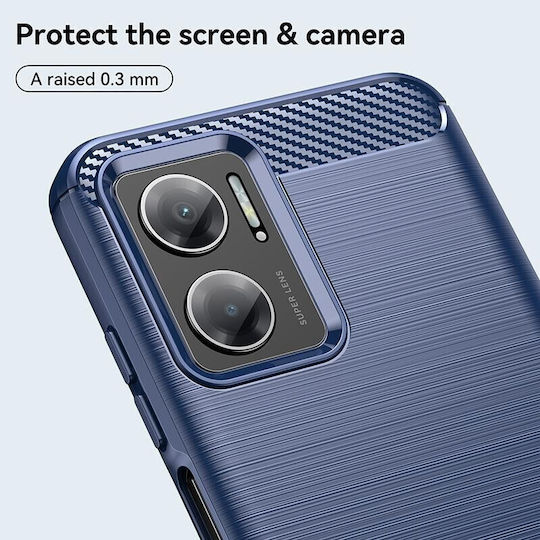 Brushed Carbon Fiber Back Cover Σιλικόνης Navy Μπλε (Redmi 10 5G)