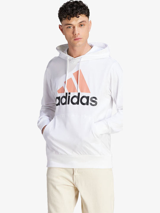 adidas Essentials Logo Φούτερ Λευκό με Κουκούλα