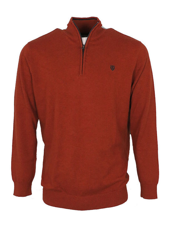 Pre End Herren Langarm-Pullover Ausschnitt mit Reißverschluss Orange