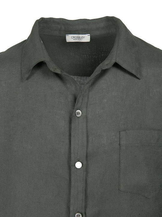 Long-sleeved Linen Shirt Khaki