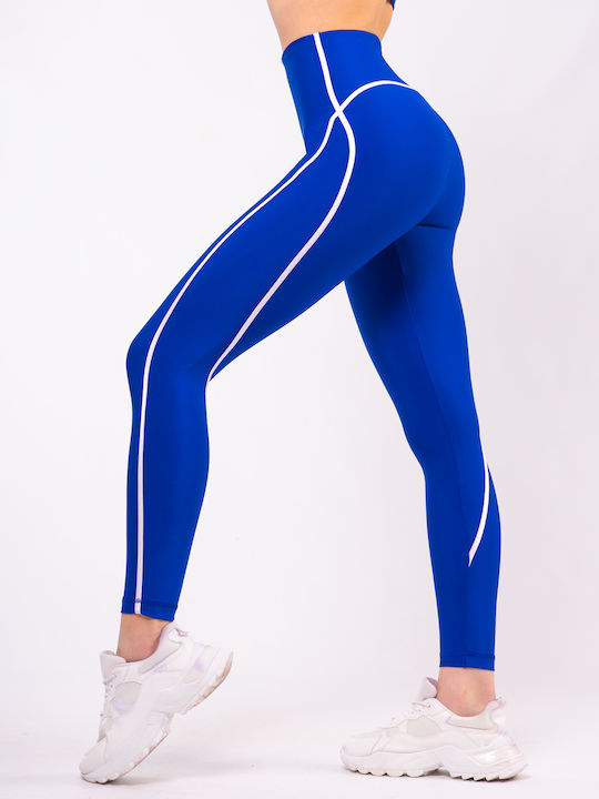 Training Women's Long Firming High Waist & Push Up Blue Leggings