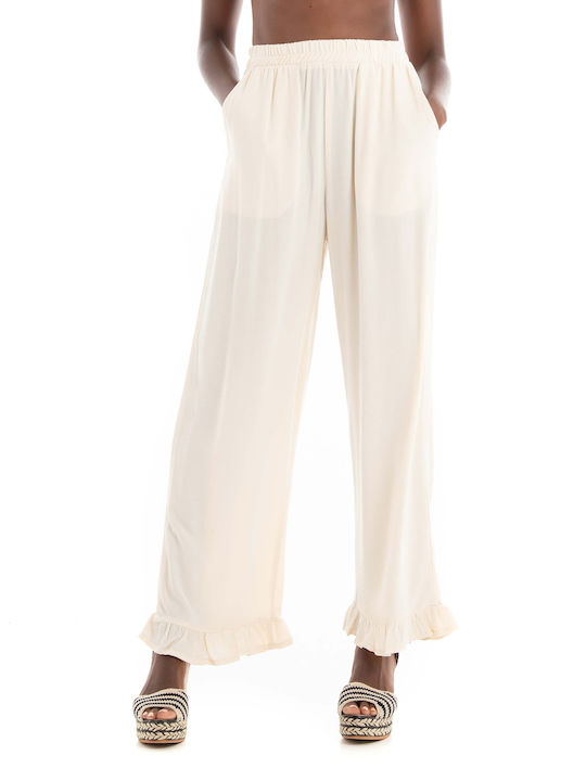 Collectiva Noir Women's Fabric Trousers Beige