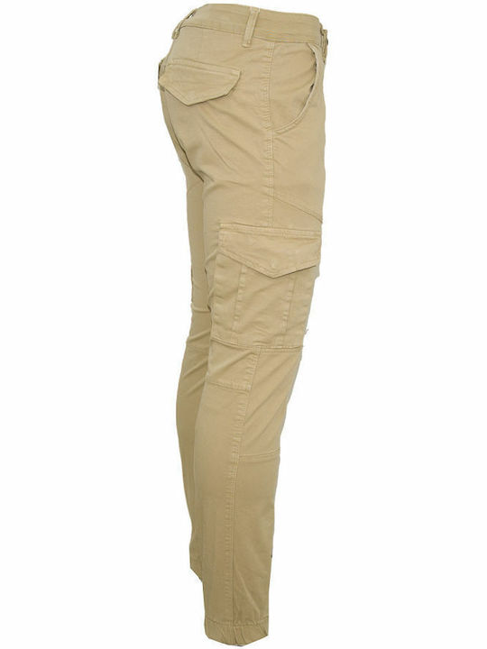 Van Hipster Herrenhose Cargo Elastisch in Normaler Passform Beige