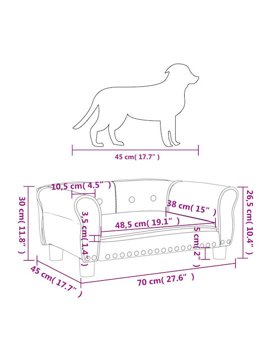 vidaXL Sofa Dog Bed Black 70x45cm