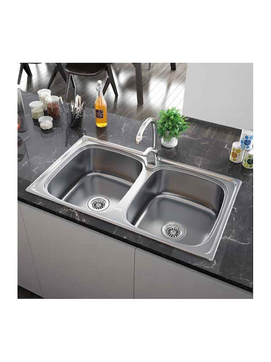 Karag BL 898 Ένθετος Νεροχύτης Inox Σατινέ Μ86xΠ50cm Ασημί