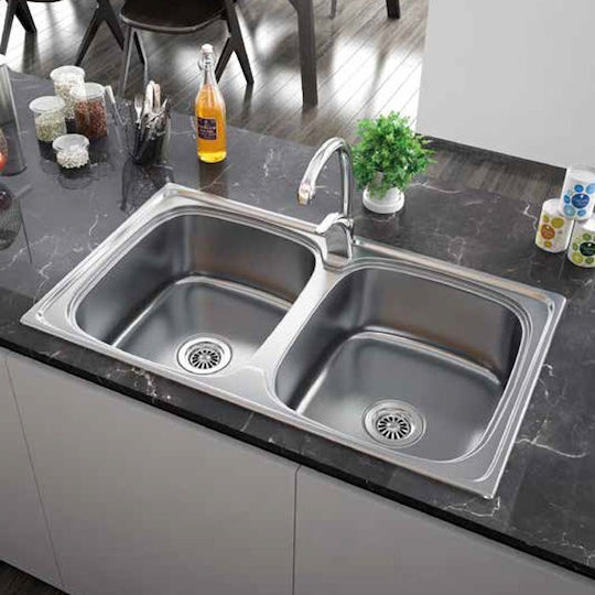 Karag BL 898 Ένθετος Νεροχύτης Inox Σατινέ Μ86xΠ50cm Ασημί