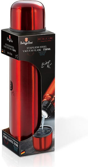 Berlinger Haus Flask Metallic Bottle Thermos Stainless Steel 750ml Red with Cap-Cup