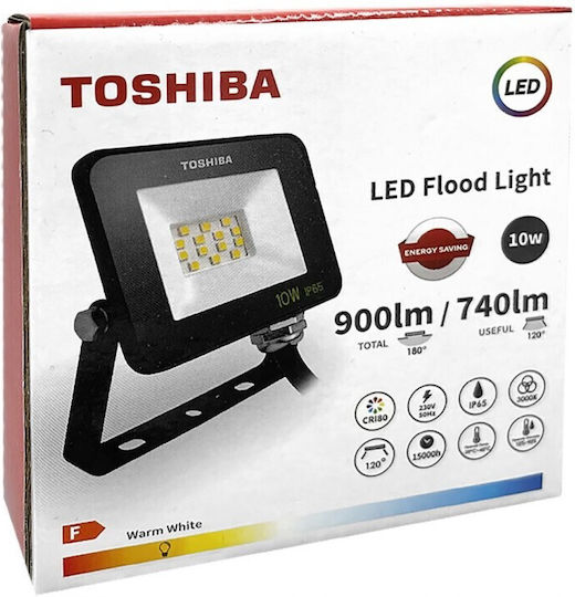 Toshiba Στεγανός Προβολέας LED 10W Θερμό Λευκό 3000K IP65