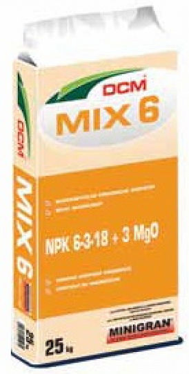 DCM Mix 6 Organic Granular Fertilizer Nitrogen, Phosphorus, Potassium (6-3-18) for Tomato Plants, Vegetables, Lawn, Flowering Plants, Citrus Fruits, Fruit Trees 25kg