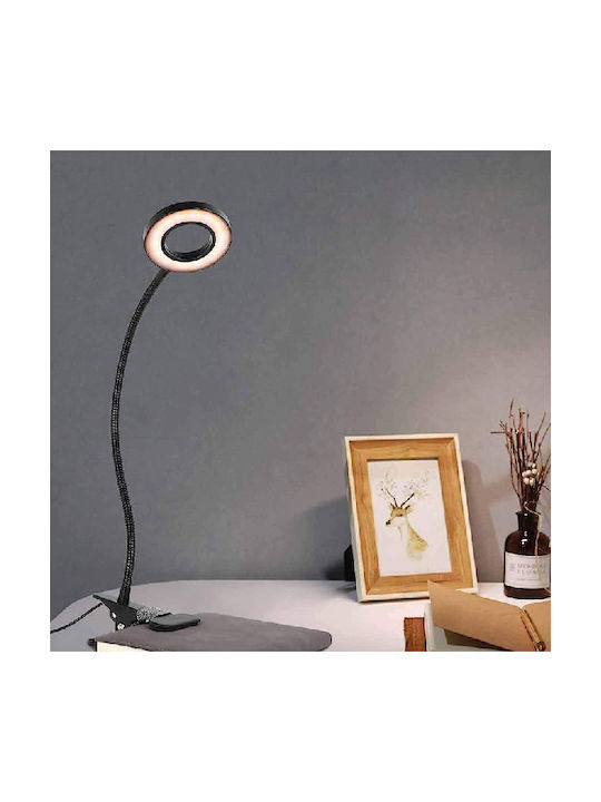 Inlight LED Office Lamp with Flexible Arm and Clip in Black Color
