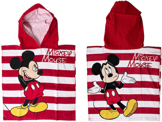 Dimcol Disney 11 Digital Print Kids Beach Poncho Mickey Red 100 x 50cm