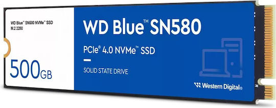Western Digital Син SN580 SSD 500GB Тип M.2 С Връзка PCI Express 4.0 WDS500G3B0E