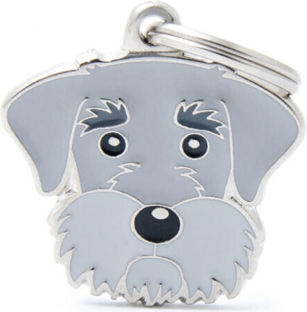 My Family Friends Schnauzer Идентификационен знак за куче Сив Метал Small