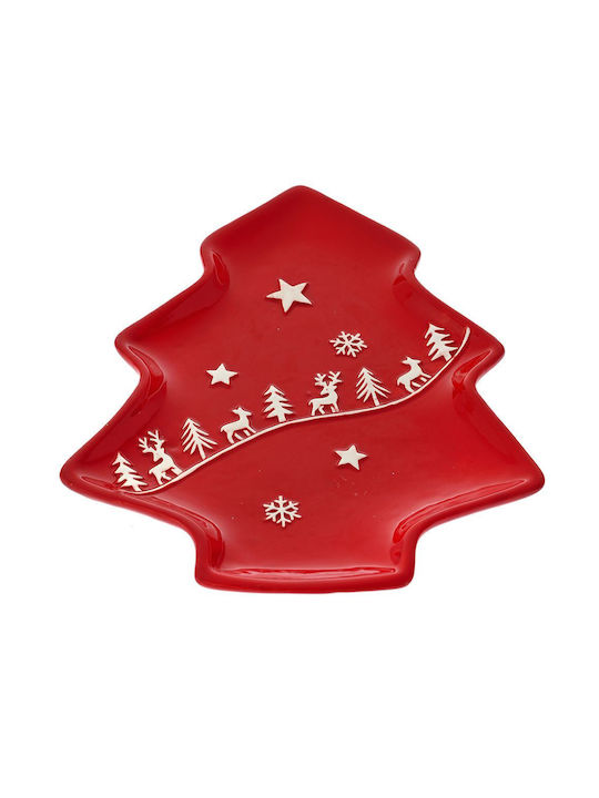 Iliadis Christmas Platter Ceramic Red L24xW20cm.