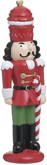 Inart Nutcracker de Crăciun Lemn Roșu Înălțime 25cm.