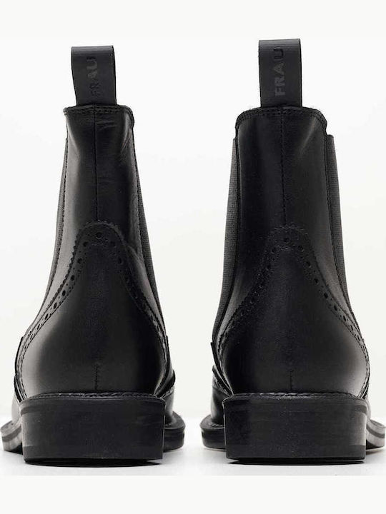 Leder Damen Chelsea Stiefeletten Schwarz