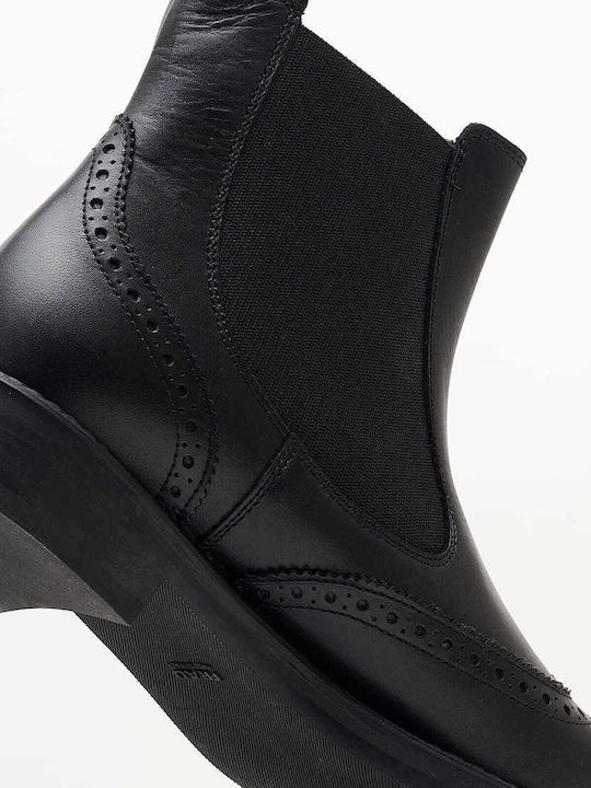 Leder Damen Chelsea Stiefeletten Schwarz