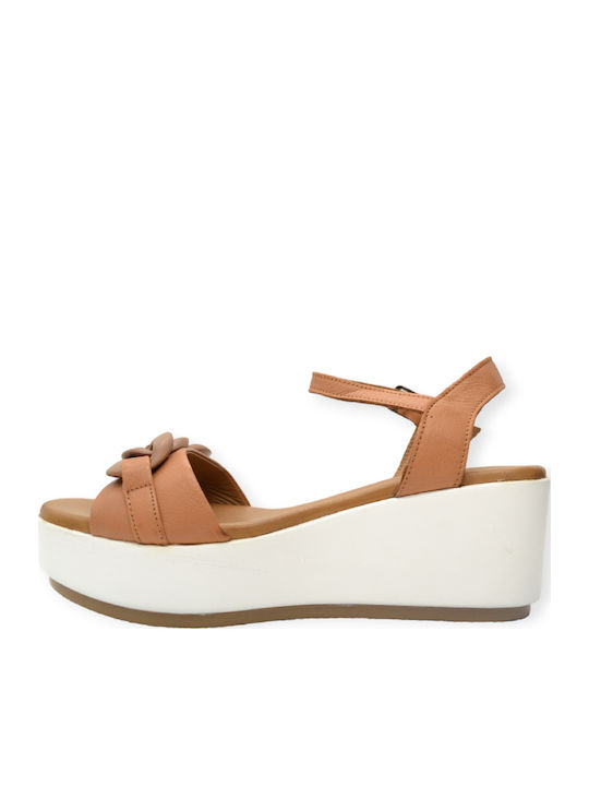 Women's Leather Platform Shoes Tabac Brown