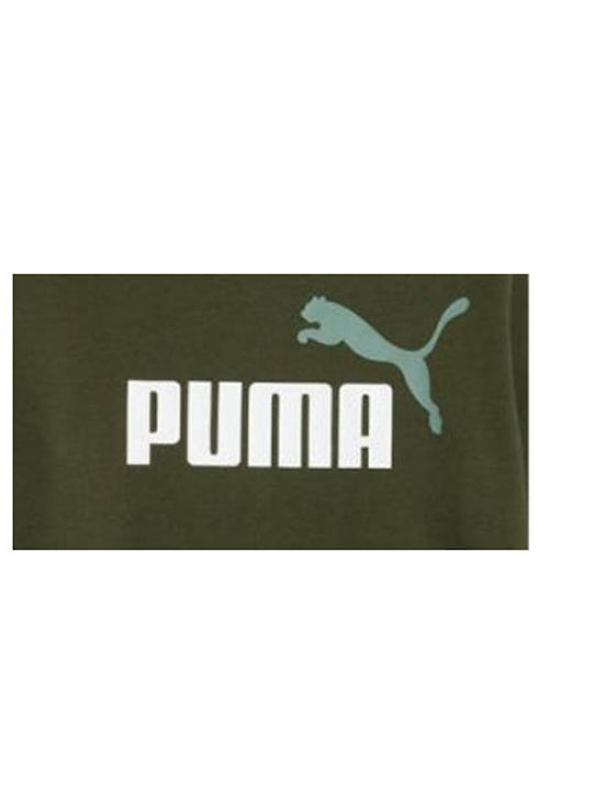 Puma Παιδικό Φούτερ με Κουκούλα και Τσέπες Χακί