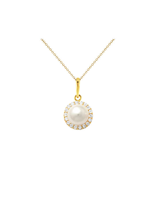 Margaritari Charm from Gold 14K with Pearls & Zircon