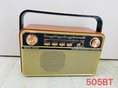 MD-505BT Retro Portable Radio Rechargeable with Bluetooth and USB Brown