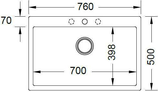 Duralit KZ075 KZ075-450 Drop-In Мивка от Синтетичен Гранит Ш76xД50см Concrete
