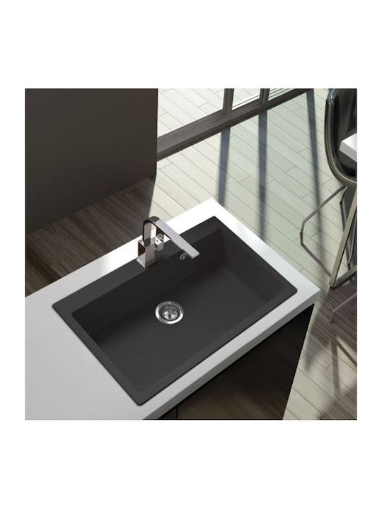 Duralit KZ075 KZ075-420 Drop-In Sink Synthetic Granite W76xD50cm Negro Grafito