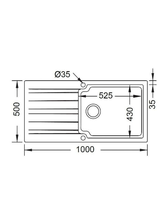 Duralit KS105 KS105-420 Drop-In Spüle aus Verbundgranulat B100xT50cm Negro Grafito