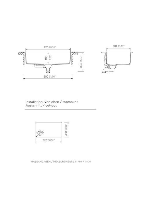 Schock Cristalite Manhattan 110-30080-1551 Drop-In Spüle aus Verbundgranulat B79xT50cm Mocha