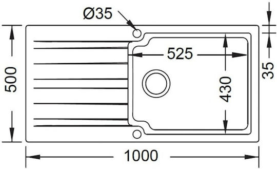 Duralit KS105 KS105-300 Drop-In Chiuvetă din Granit Sintetic L100xW50cm Alb Artico