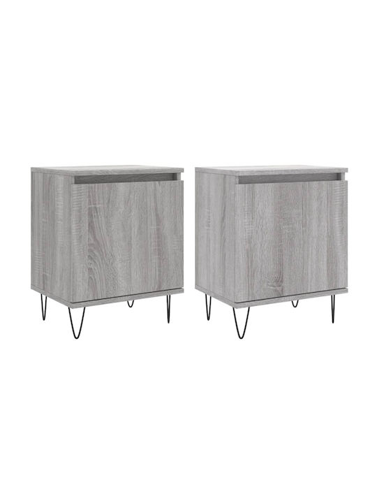 Wooden Bedside Tables 2pcs Gray 40x30x50cm