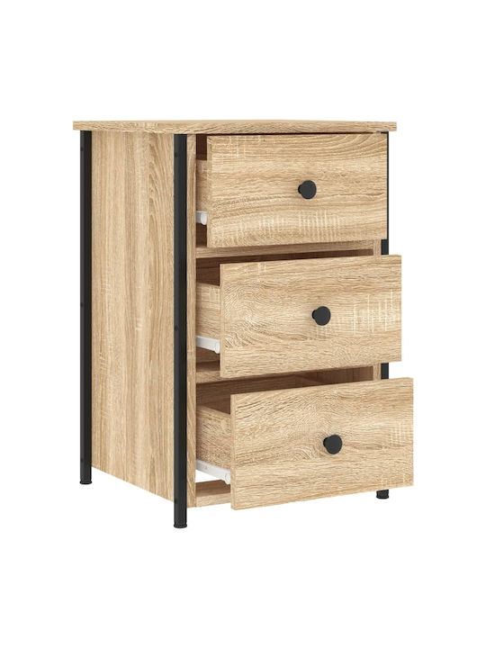 Κομοδίνο Ξύλινο με Μεταλλικά Πόδια Sonoma Δρυς 40x36x60cm