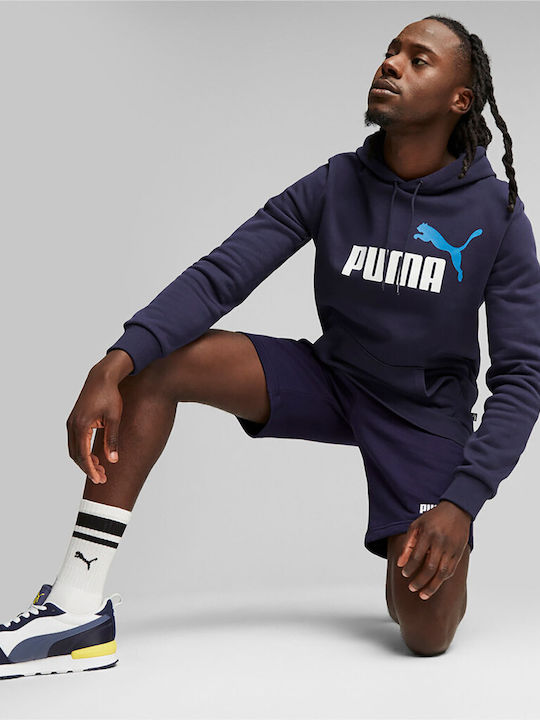 PUMA Big Logo Φούτερ Μπλε με Κουκούλα
