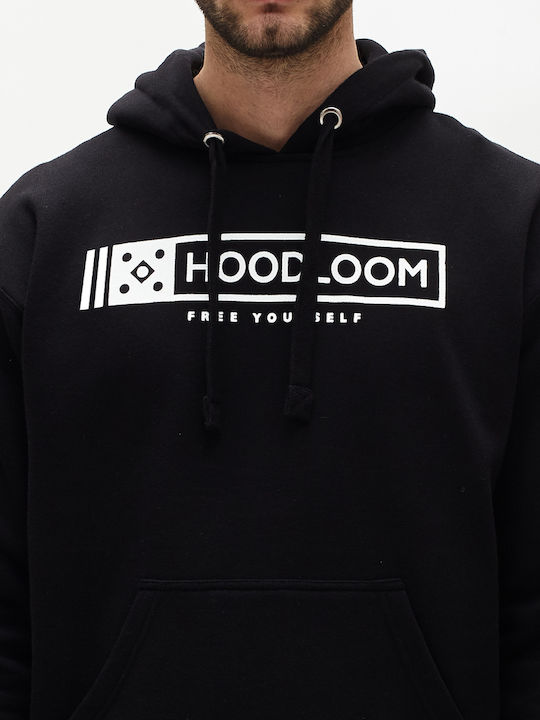 HoodLoom Herren Sweatshirt mit Kapuze und Taschen Schwarz